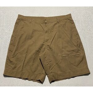 Ashworth Mens 40 W Khaki Brown 100% Cotton Flat Front Golf Chino Shorts Classic